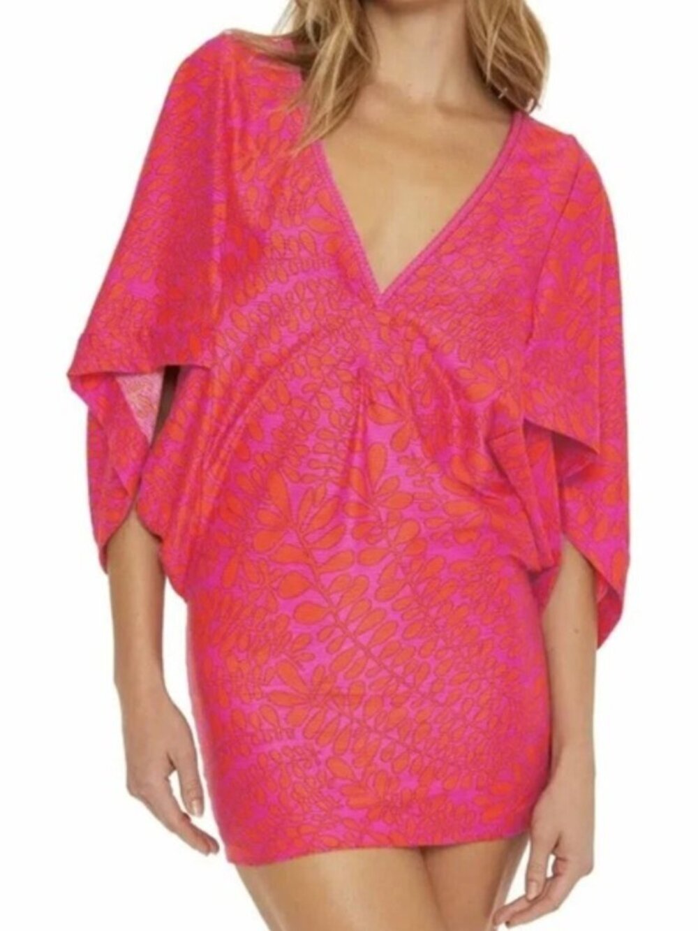 NWT Trina Turk Trellis Cover Up Tunic Swimwear Pink / Red Size Medium